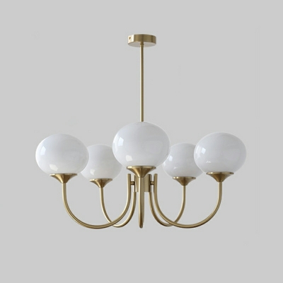 Glass Chandelier Pendant Light Minimalism with Globe Shade for Living Room