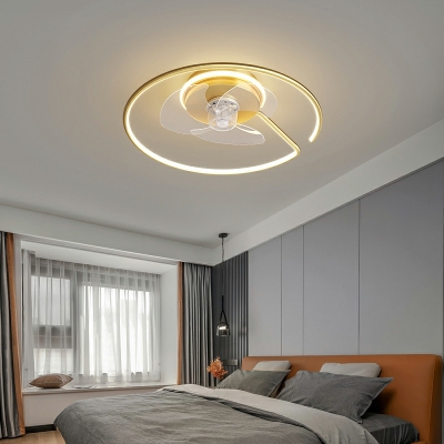 LED Simple Aluminum Ceiling Mounted Fan Light for Bedroom and Living Room