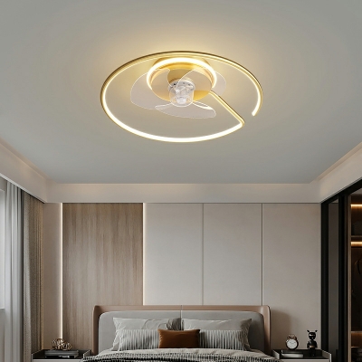 LED Simple Aluminum Ceiling Mounted Fan Light for Bedroom and Living Room