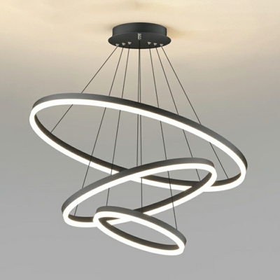 Modern LED  Black Chandelier Lighting Fixtures Round for Living Room