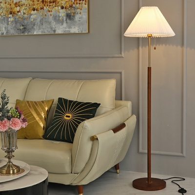 Modern Minimalist Log Fabric Lampshade Floor Lamp for Bedroom