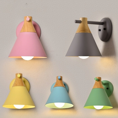 1 Light Minimalist Style Cone Shape Metal Wall Mount Light Fixture