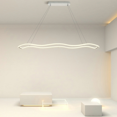 1 Light Minimalist Style Wavy Shape Metal Ceiling Pendant Light