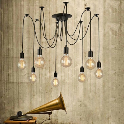 14 Lights Antique Style Exposed Bulb Shape Metal Hanging Ceiling Light