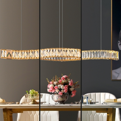 2 Lights Minimalist Style Rectangle Shape Crystal Ceiling Pendant Light