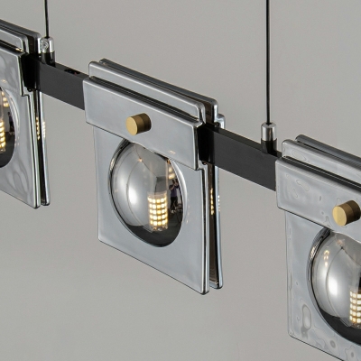 3 Light Simplistic Style Rectangle Shape Metal Multi Pendant Light
