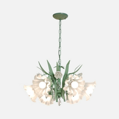 8 Light Minimalist Style Flower Shape Metal Hanging Chandelier