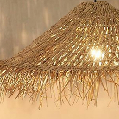 Contemporary Style Ceiling Pendant Light Rattan for Bedroom
