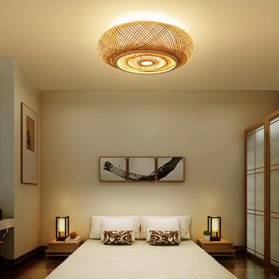 Japanese Style Bamboo Weaving Ceiling Light Fixture for Bedroom and Dining Room