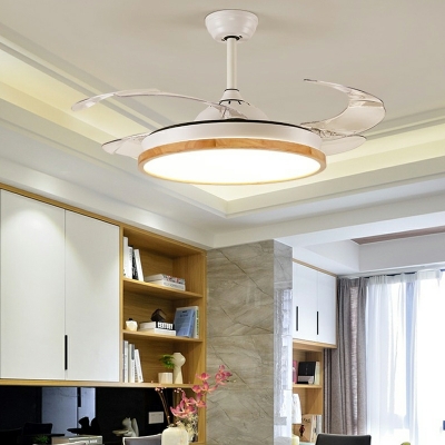 Led Minimalism Ceiling Mounted Light Fans Drum Adjustable for Living Room