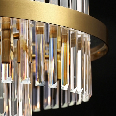 Modern Crystal Chandelier Pendant Light Elegant Drum for Living Room