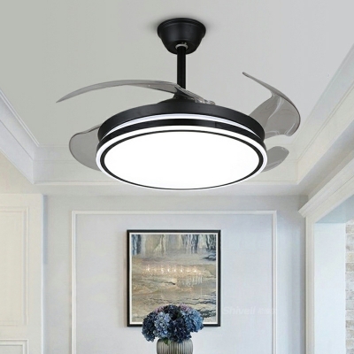 Modern Simple LED Ceiling MountedFan Light in Black for Living Room