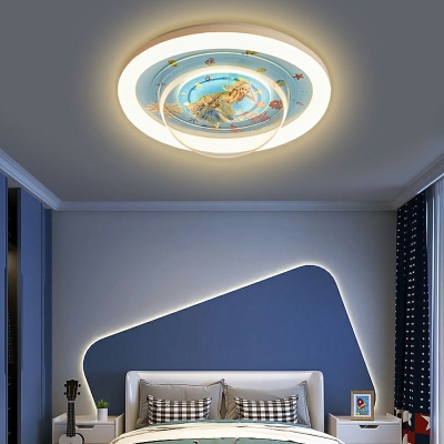 Nordic Creative Cartoon Mermaid Glass Ceiling Lamp for Bedroom
