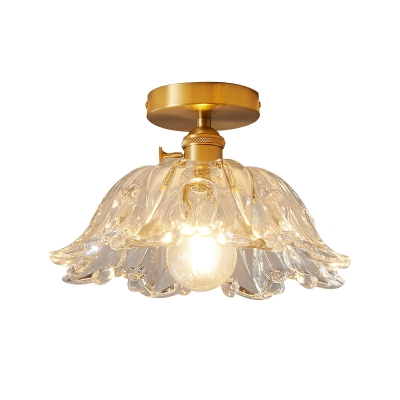 Retro Simple Flower-shaped Glass Ceiling Light Fixture for Balcony and Aisle
