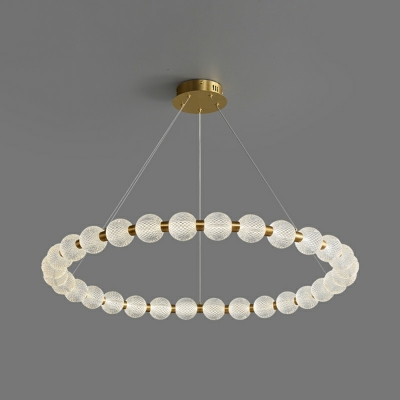 Round Pendant Light Traditional Style Glass Pendant Chandelier for Living Room