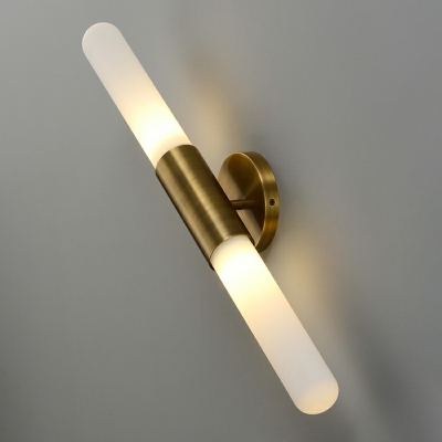Simple Glass Tube Wall Lamp Post Modern Creative Copper Wall Lamp for Bedroom