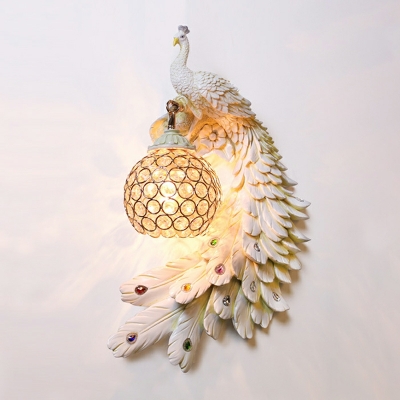 1 Light Contemporary Style Globe Shape Crystal Sconce Light Fixtures
