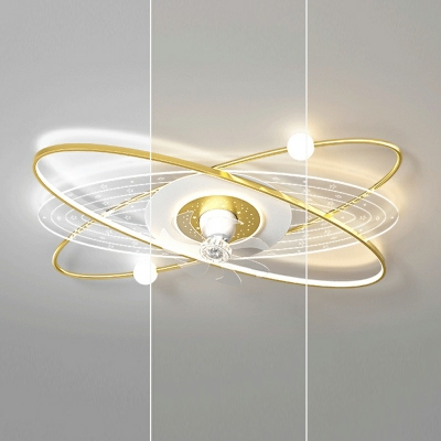 Minimalism Ceiling Mounted Light Fans Led Elliptical Adjustable Gold