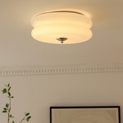 1 Light Ceiling Lamp Nordic Style Drum Shape Metal Flush Chandelier Lighting