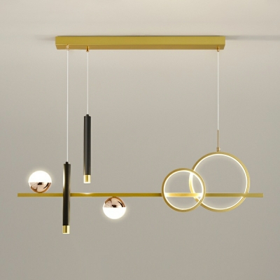6 Light Pendant Chandelier Minimalism Style Tube Shape Metal Hanging Ceiling Light