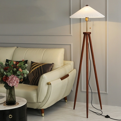 American Creative Wooden Triangle Stand Floor Lamp for Bedroom and Living Room