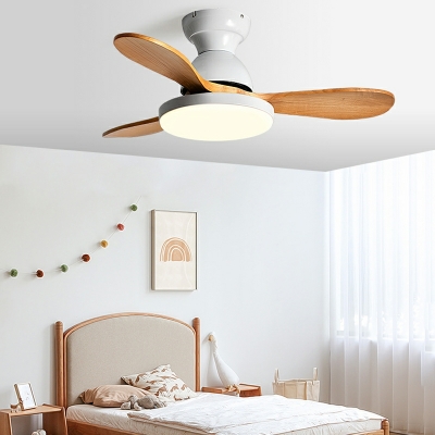 Contemporary Metal and Wood LED Ceiling Fans for Kid's Room