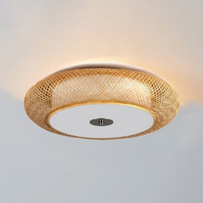Japanese Style Bamboo Weaving Ceiling Light Fixture for Bedroom and Dining Room