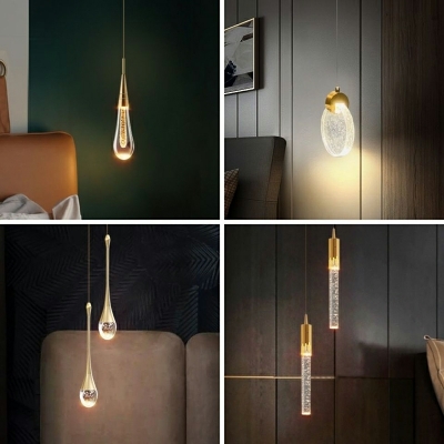 LED Crystal Pendant Lighting Fixtures Minimalism for Bedroom