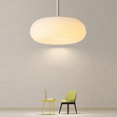 Nordic Minimalist Cream Style LED Oval Hanging Lamp for Bedroom