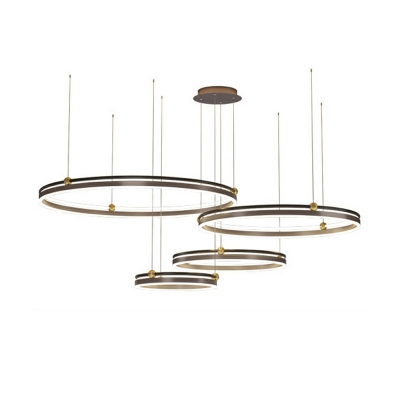 Postmodern Multi-level Parallel Circle LED Chandelier for Living Room and Dining Room