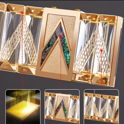 2 Lights Minimalist Style Rectangle Shape Crystal Ceiling Pendant Light