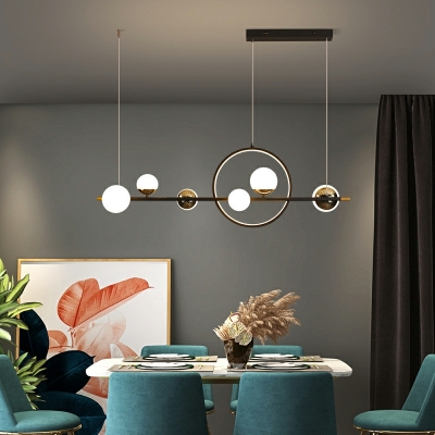 7 Light Pendant Chandelier Minimalism Style Globe Shape Metal Hanging Ceiling Lights