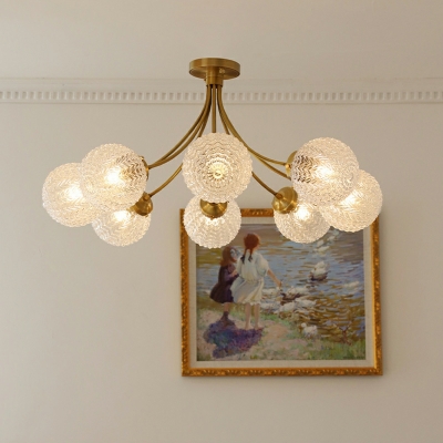 8 Light Ceiling Lamp Traditional Style Globe Shape Metal Flush Mount Fixture