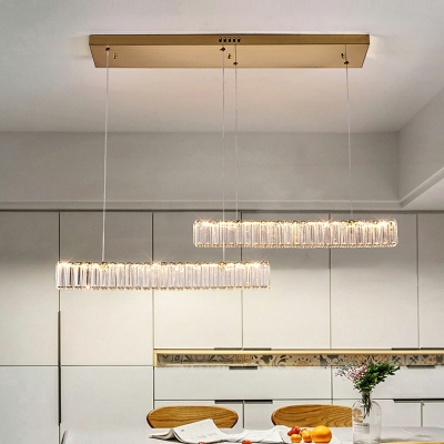 Crystal Island Chandelier Lights Modern LED Linear for Dining Room