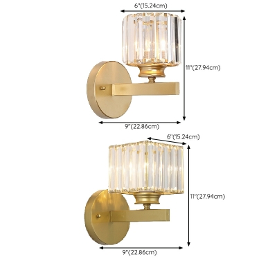 Modern Minimalist Light Luxury Crystal Wall Lamp in Gold for Bedroom