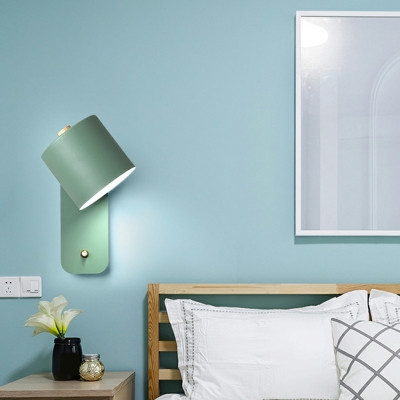 Nordic Simple Solid Color Wall Lamp Rotatable Wrought Iron Wall Mount Fixture for Bedroom
