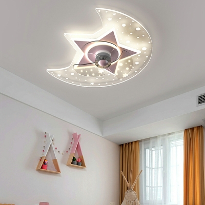 Acrylic Flush Light Fixtures Kid's Room Style Flush Mount Fan Lamps for Bedroom