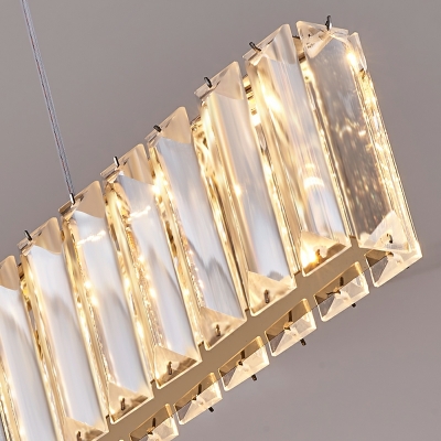 Crystal Island Chandelier Lights Modern LED Linear for Dining Room