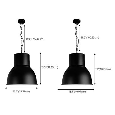 Industrial Style Retro Aluminum Single Pendant in Black for Restaurant and Bar
