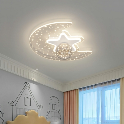 Modern LED Creative Starry Glass Flushmount Ceiling Light for Bedroom