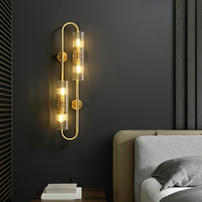 Simple Glass Tube Wall Lamp Modern Creative Copper Wall Lamp for Bedroom