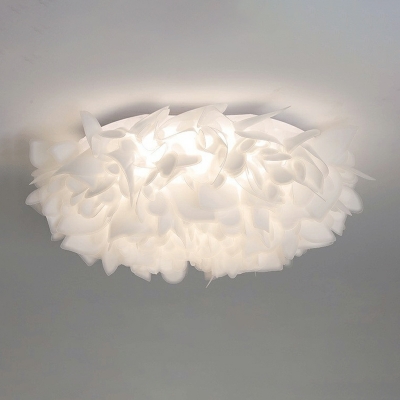 White Elegant Led Flush Mount Ceiling Fixture Floral for Kid's Room