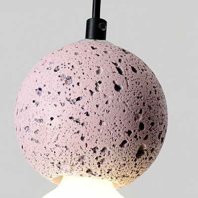 1 Light Minimalist Style Globe Shape Stone Pendant Light Fixtures