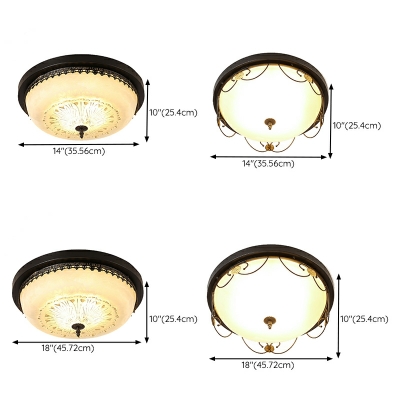 American Country Retro Glass Shade Ceiling Light Fixture for Bedroom