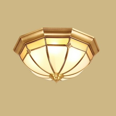 American Retro Full Copper Glass Ceiling Lamp for Bedroom and Aisle