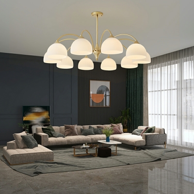 American Style Minimalist Copper Chandelier with Glass Shade for Bedroom and Living Room