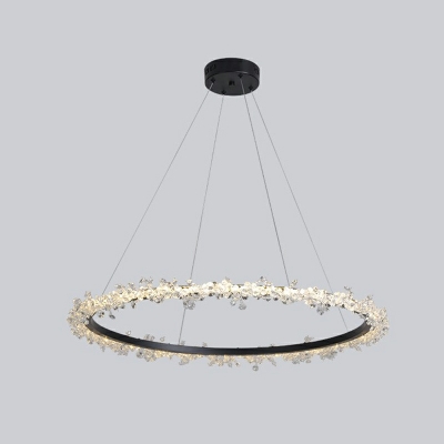 LED Crystal Chandelier Light Fixture Modern Round for Living Room