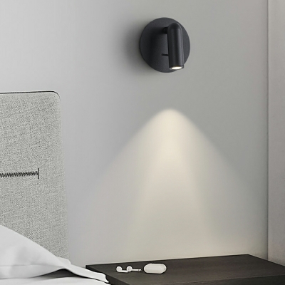 Minimalism 1 Light Round LED Wall Mount Light Fixture in Black and Whith for Bedroom