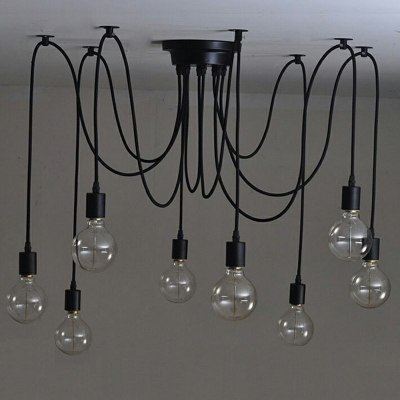 14 Lights Antique Style Exposed Bulb Shape Metal Hanging Ceiling Light
