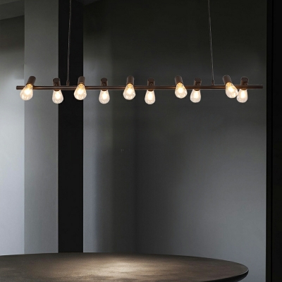 6 Light Industrial Style Exposed Bulbs Shape Metal Multi Pendant Light